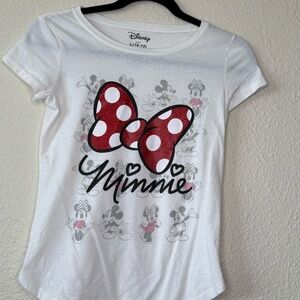 Minnie Mouse White T-Shirt, With Big Red Bow, Featuring Mickey too!